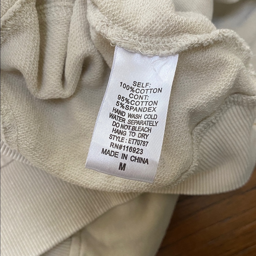 Easel Flower Patch Washed Terry Knit Pullover, ecru cream, size M - Picture 13 of 13